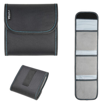 FOTGA 3-slot Camera Lens Filter Case Pouch Holder for 4x4 100mmx100mm Square Filter Circulare Filter Up to 95mm CPL UV ND Filter,with Belt Loop,Cleaning Cloth, Water-Resistant Dustproof Shockproof